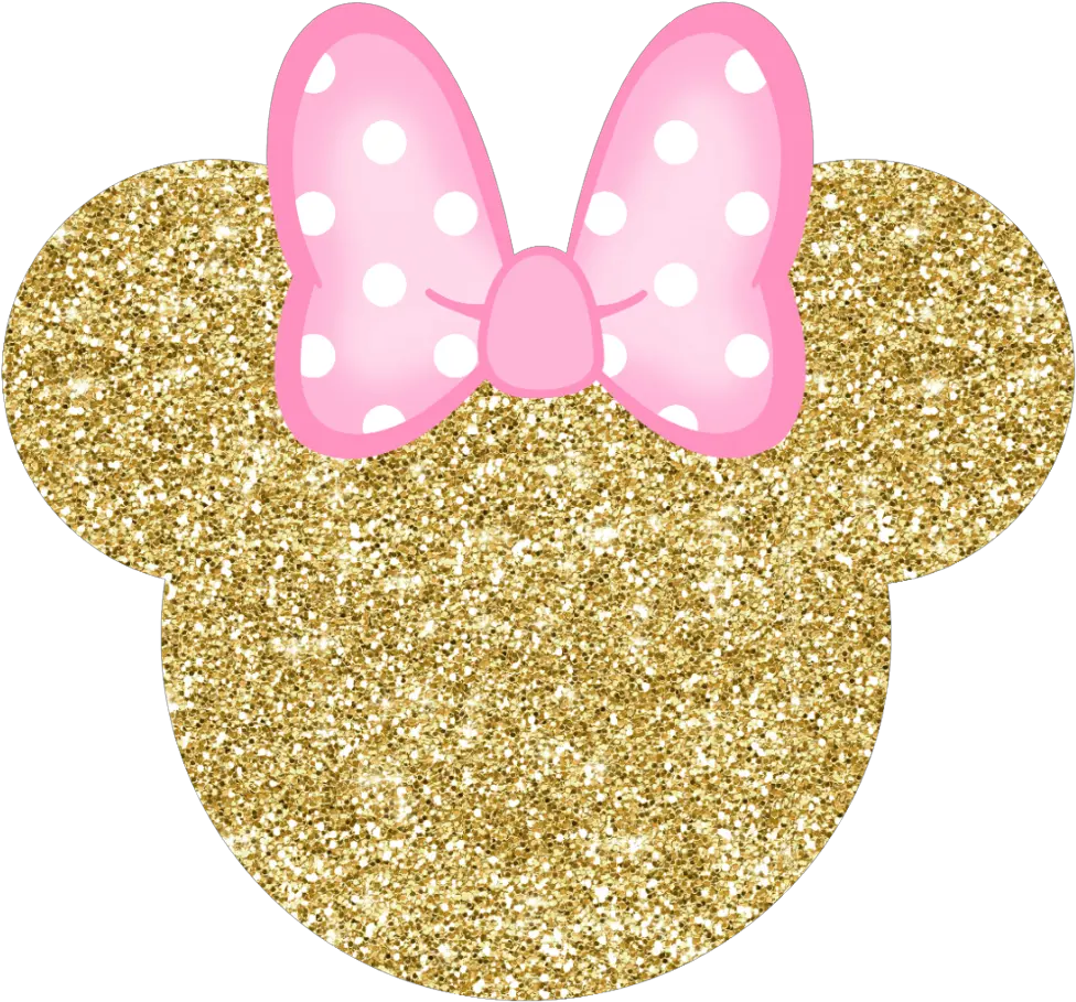 Download Hd Minniemouse Glitter Bow Goldpink Pink Gold Pink And Gold Minnie Mouse Head Png Gold Bow Transparent Background