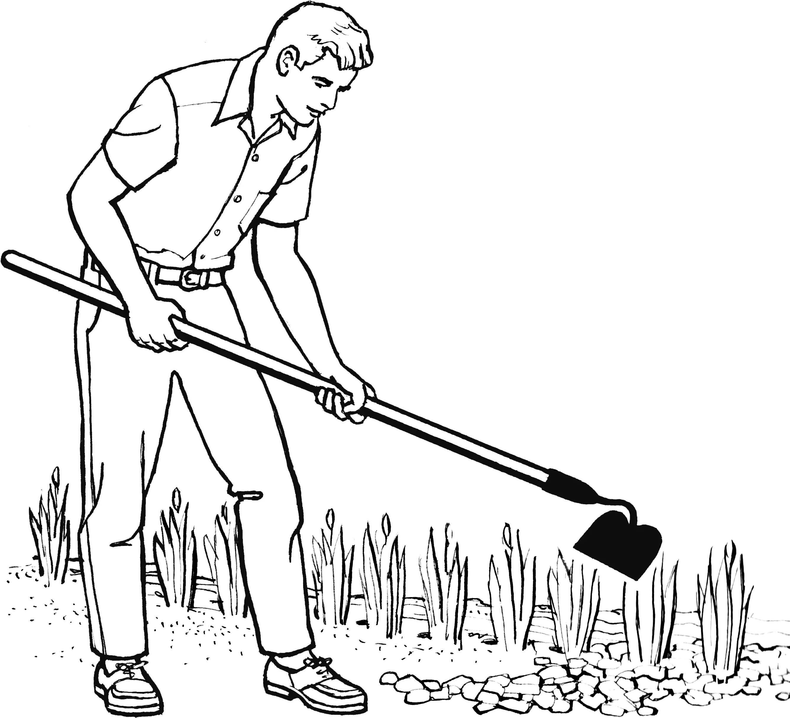 Hoe Gardener Clipart Black And White Png Hoe Png