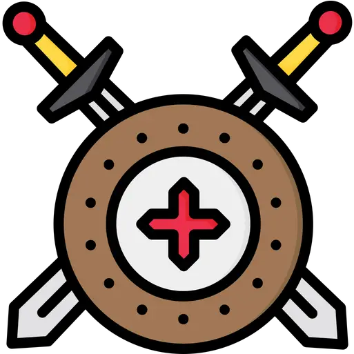 Free Shield With Sword Icon Of Colored Outline Style Dot Png Rpg Bag Icon