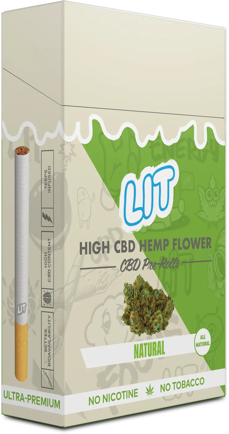 Natural High Cbd Hemp Cigarettes20ct Is U2013 Lit Pharma Cardboard Packaging Png Lit Cigarette Png