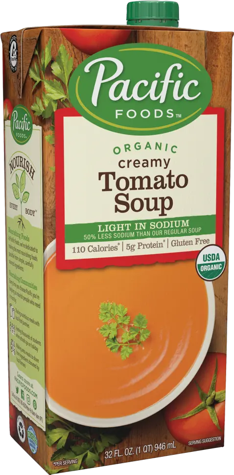 Organic Creamy Tomato Soup Light In Sodium 32oz Pacific Roasted Red Pepper And Tomato Soup Png Soup Png