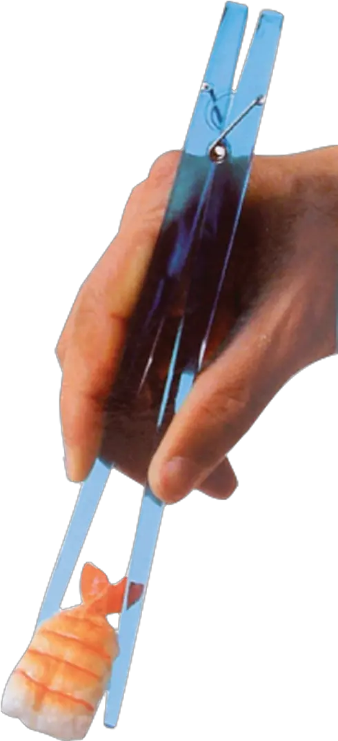 Download Hd Blue Clothespin Chopsticks Holding A Sushi Using Chopsticks Png Chopsticks Png