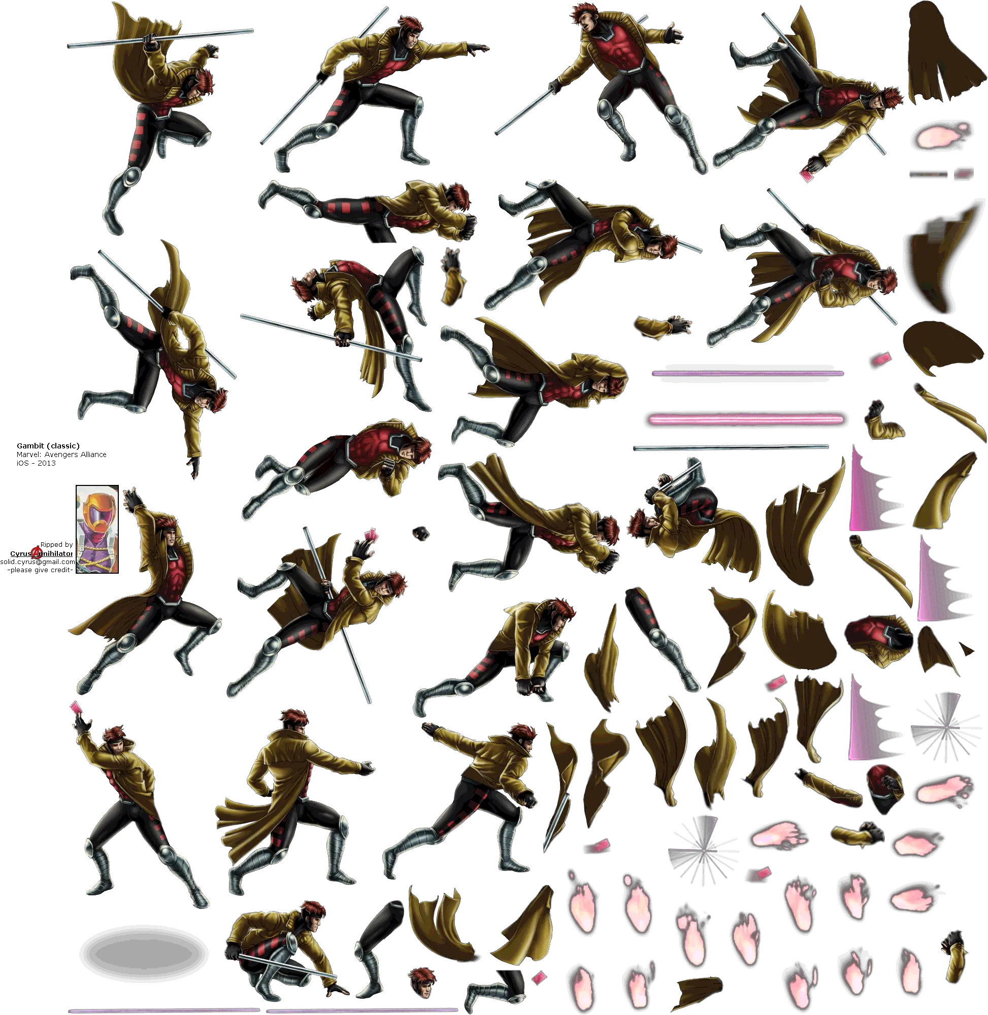 Mobile Marvel Avengers Alliance Ios Gambit Classic Gambit Sprite Sheet Png Gambit Png