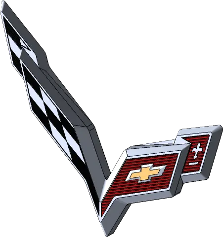 Corvette Logo 3d Cad Model Library Grabcad Horizontal Png Corvette Logo Png