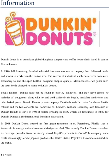 Pdf Dunkin Donuts K Zin Academiaedu Dunkin Donuts Png Dunkin Donuts Logo Png