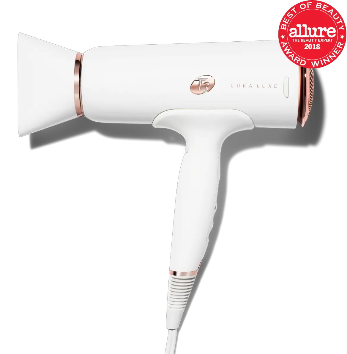 Ionic Hair Dryer Rapid Drying Cura Luxe White T3 Png Cura Icon