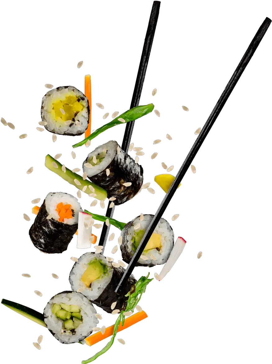 Download Sushi Breakfast Corporate Catering Flying Sushi Chopsticks With Sushi Png Sushi Transparent