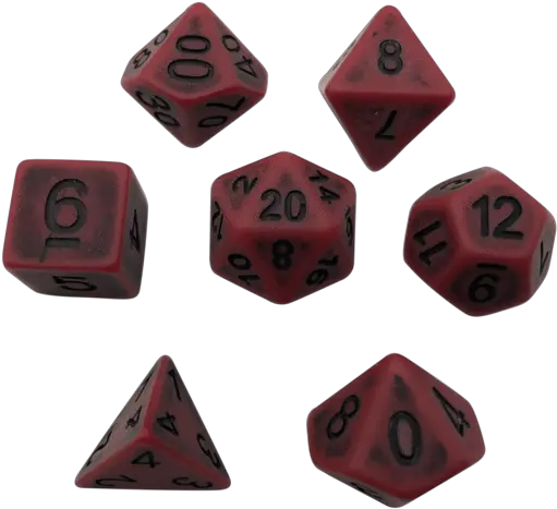 Rusted Red Set Of 7 Polyhedral Dice All Seven Dragon Balls Png Red Dice Png