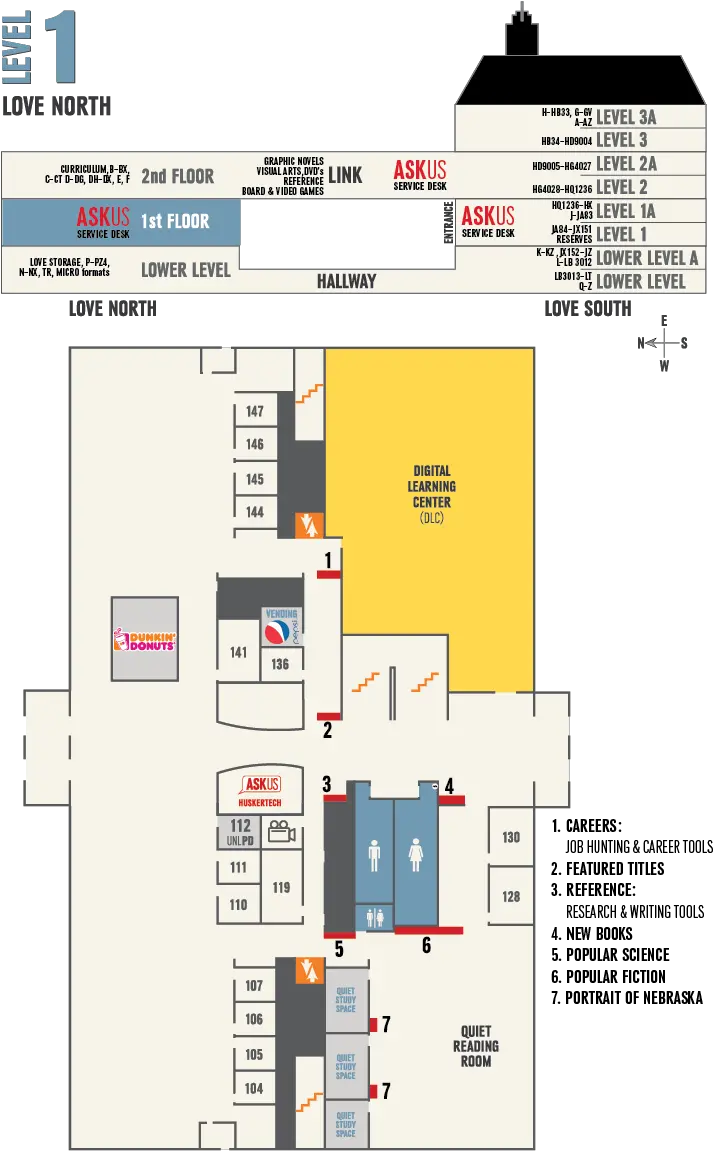 Adele Hall Learning Commons 1st Floor Map Libraries Nebraska Vertical Png Icon Parking Map