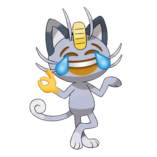 Crying Laughing Emoji Meowth Alola Png Tear Emoji Png