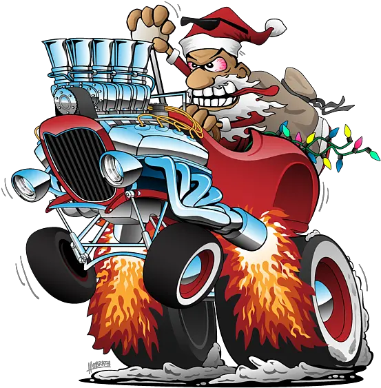 Hot Rod Santa Christmas Cartoon Puzzle Hot Rod Santa Png Hot Rod Icon