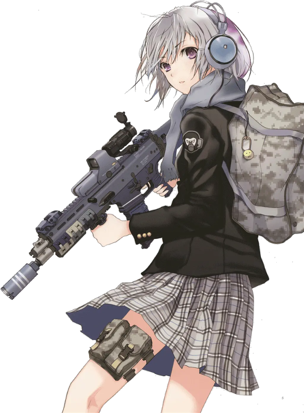 Download Anime Gun Png Transparent Png Png Images Soldier Anime Girl Rifle Png