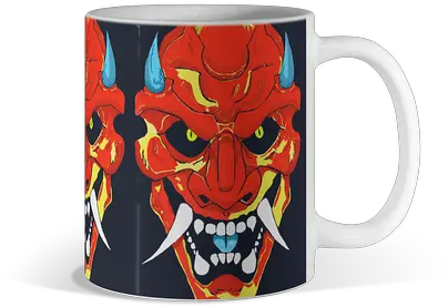 Oni Mask Mug By Itsjesterz Design Humans Coffee Cup Png Oni Mask Png