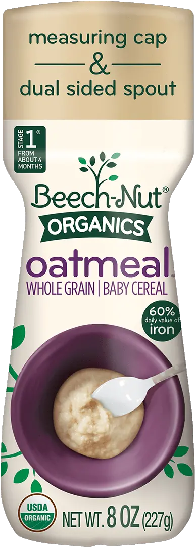 Beech Nut Organics Oatmeal Cereal Canister For 4 Months Organic Cereal Brands For Babies Png Oatmeal Png