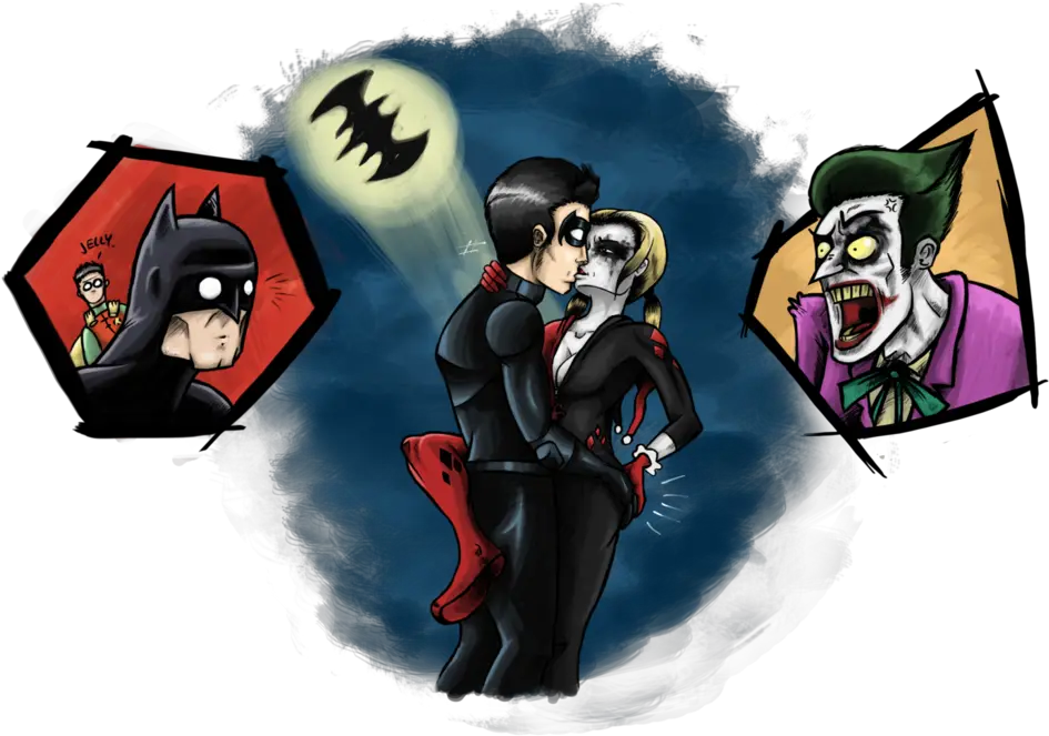 Download Hd Nightwing And Harleyu0027s Quality Time Harley Nightwing And Harley Quinn Png Nightwing Png