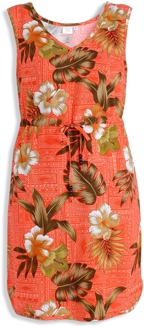 Aloha Dress Brick Floral Sleeveless Png Cream Icon Dress
