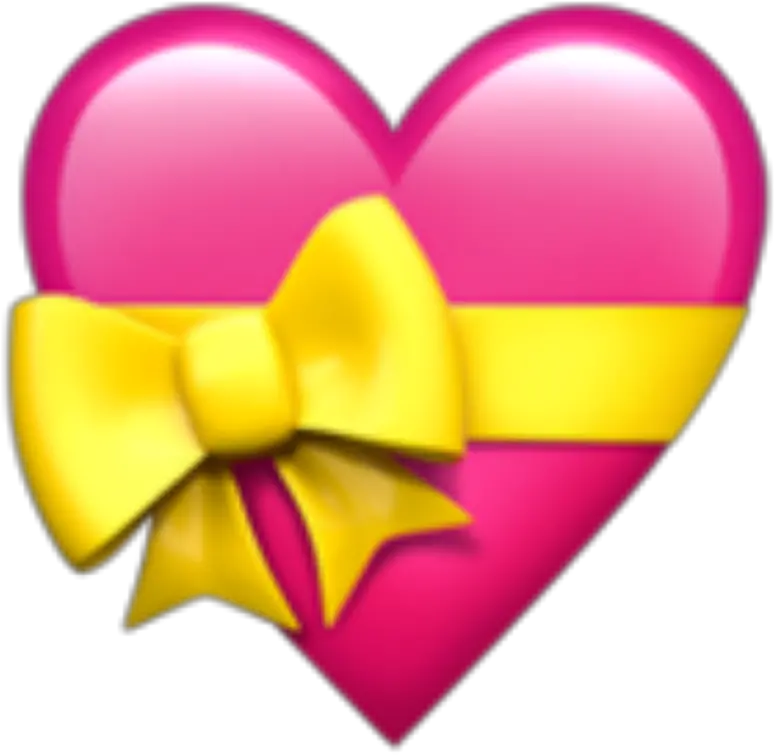 Yellow Bow Png Pink Yellow Bow Heart Emoji Heart Heart With Bow Emoji Heart Emojis Transparent png