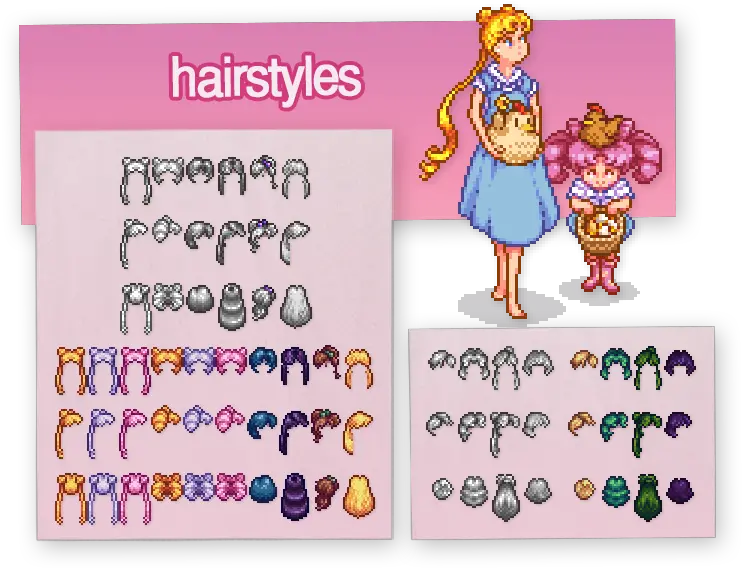 Sailor Moon Hairstyles Clothing And Kimono Sailor Moon Stardew Valley Outfits Png Stardew Valley Allow Pregnancy Icon