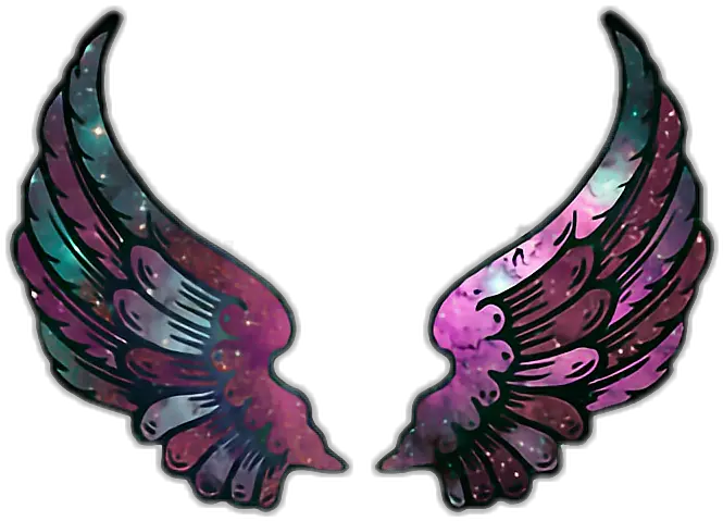 Aesthetic Clipart Angelu0027s Wing Wings Galaxy Png Download Neon Wings Png For Picsart Angle Wings Png