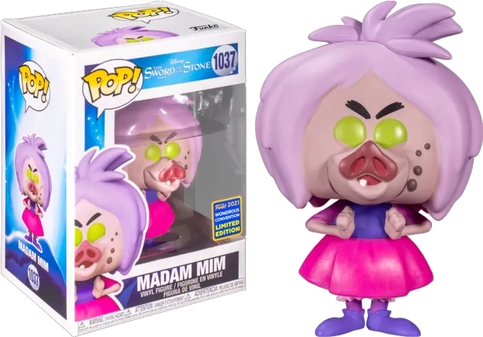 Funko Pop The Sword In Stone Madam Mim With Pig Face Wondercon Madame Mim Funko Pop Png Mim Icon