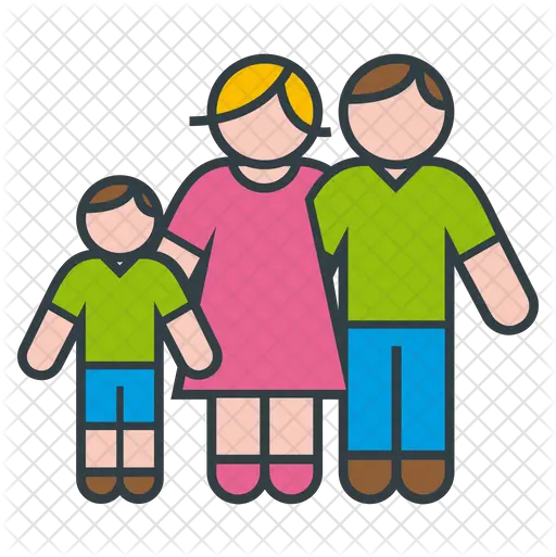 Parents And Son Icon Of Colored Outline House With Family Icon Colored Png Parents Png
