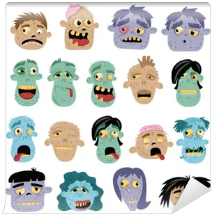 Funny Zombie Avatar Icon Set In Cartoon Happy Png Funny Avatar Icon