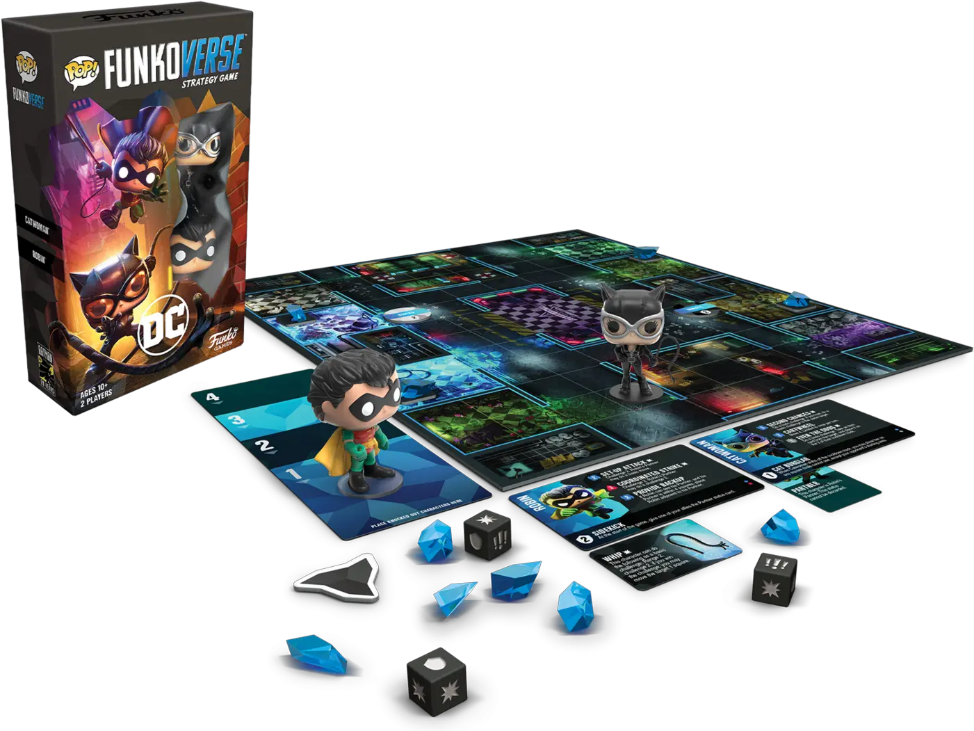 Dc Super Heroes Catwoman U0026 Robin Pop Funkoverse Strategy Board Game 2pack Funkoverse A Strategy Game Png Catwoman Png
