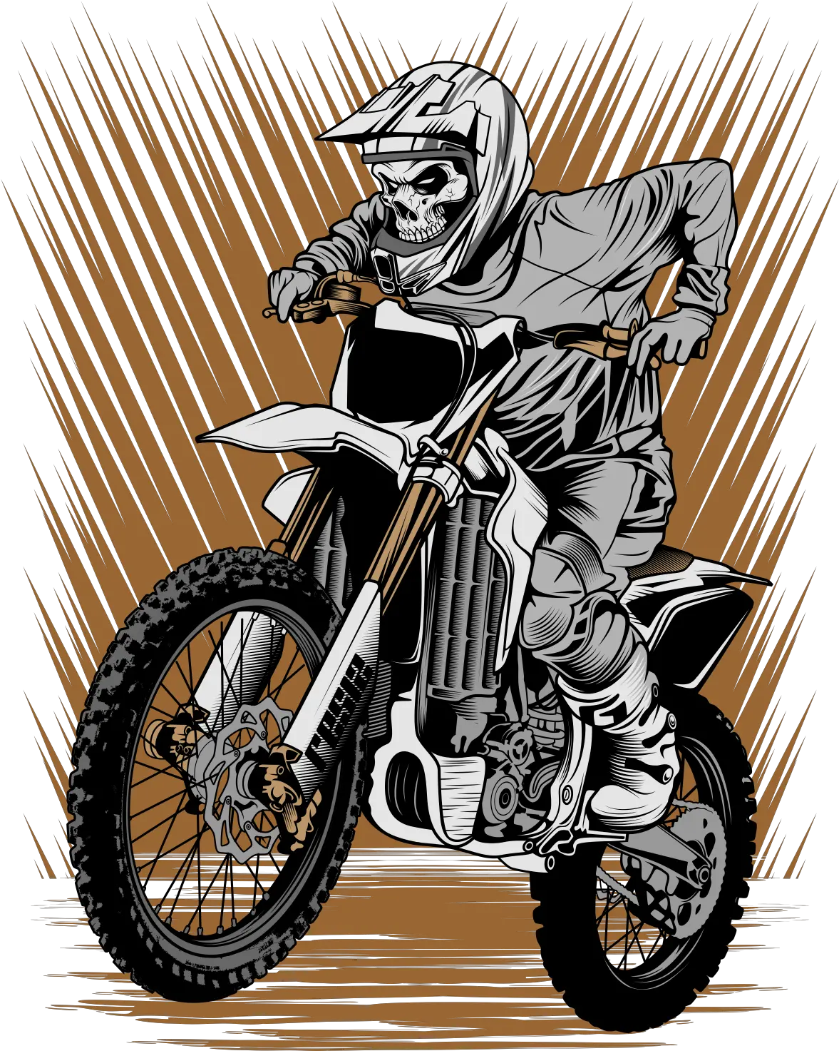 Motocross Vector Print Ilustrasi Komik Lukisan Png Dirtbike