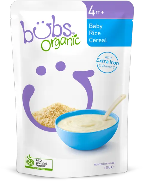 Bubs Organic Baby Rice Cereal 4months 125g Png Bowl Of