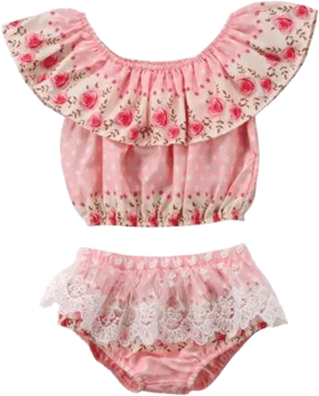 White Dots Png Petite Bello Summer Set 06 Months Rose Ruffled White Dots Png