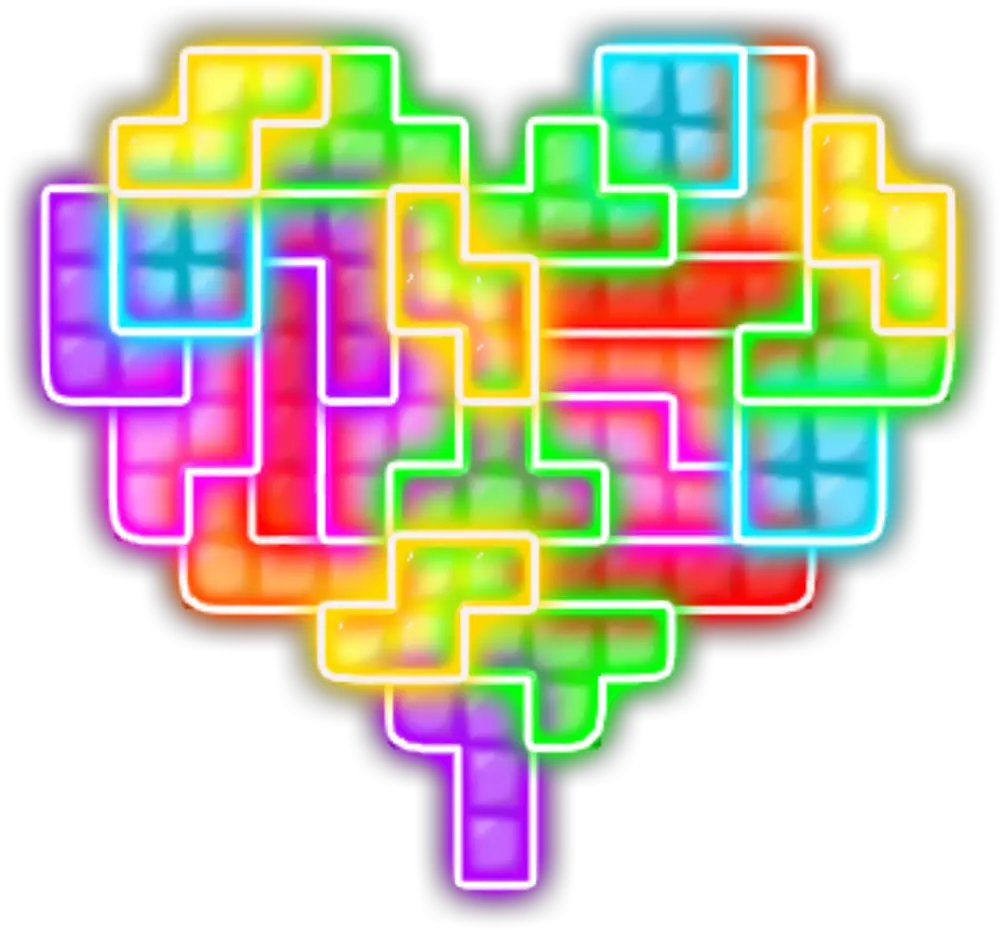 Love Heart Tetris Neon Puzzles Geometric Lego Diagram Png Tetris Png