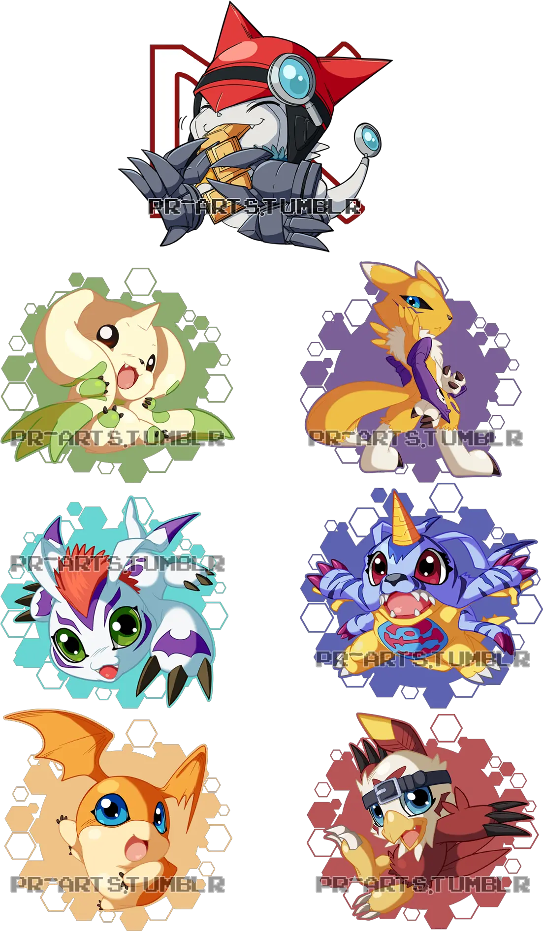 Digimon Chibis Batch One By Pikuna Fur Affinity Dot Net Fan Art Terriermon Digimon Png Digimon Png