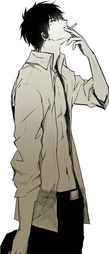 Download Drawn Smoking Transparent Background Anime Guy Anime Boy Smoking Cigarette Png Smoking Png
