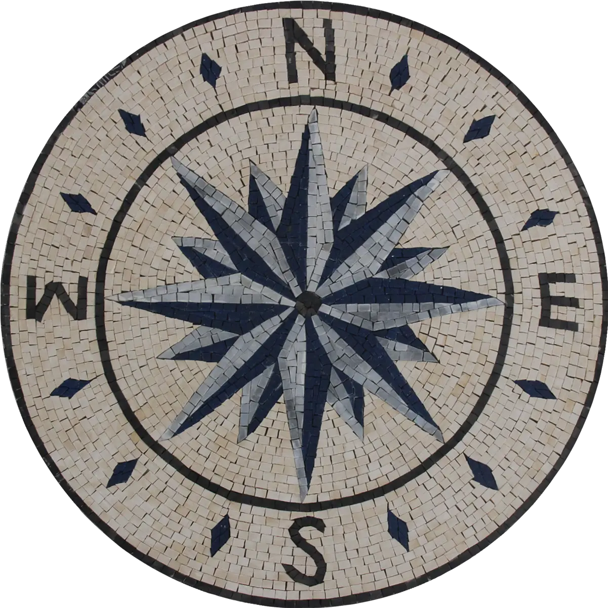 Ocean Blue Compass Nautical Star Mosaic Marble Compass Rose Mosaic Png Nautical Star Png