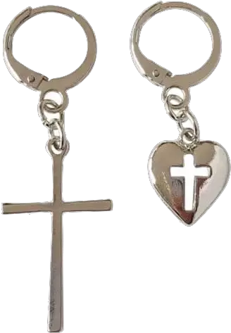 Heart And Cross Earrings Png In 2020 Christian Cross Grunge Cross Png