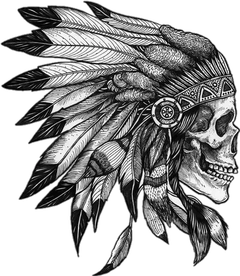 Skull Native Americannative Sticker Indian Head Skull Tattoo Png Indian Feather Png