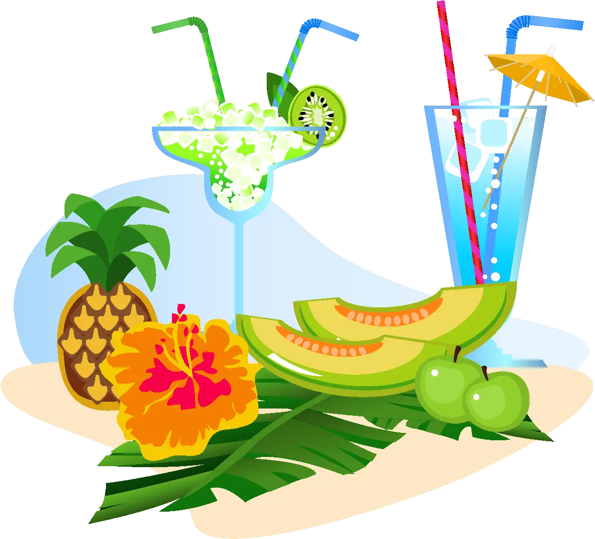 Vector Pineapple Cantaloupe Tropical Fruit Element All Summer Cartoon Png Cantaloupe Png