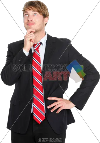 Stock Photo Of Pensive Handsome Brunet Asian Businessman In Red Tie Looking Up Thinking Guy In Suit Thinking Png Person Looking Png