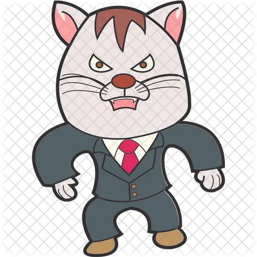 Angry Business Cat Icon Of Sticker Cartoon Png Angry Cat Png