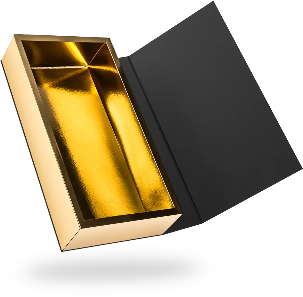 Black Outside Gold Inside Rectangular Magnetic Box Horizontal Png Gold Rectangle Png