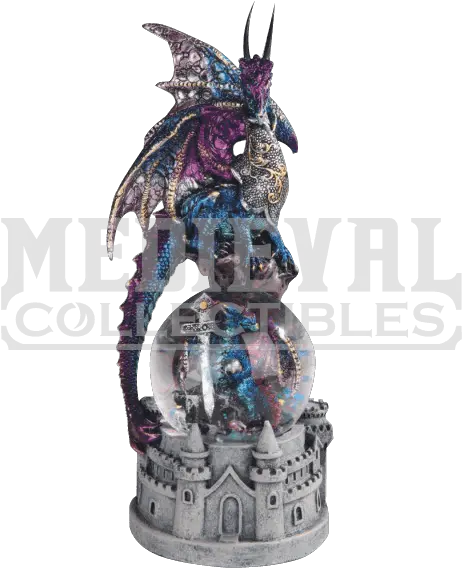 Snow Globe Png Blue Dragon With Castle Base Snow Globe Figurine Blue Dragon Png