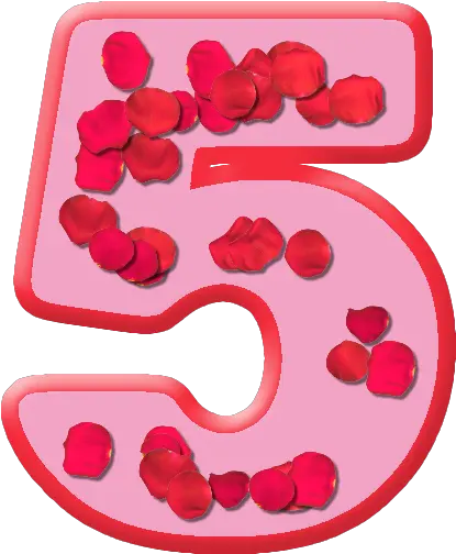 Presentation Alphabets Rose Petals Numeral 5 Heart Png Pink Rose Petals Png