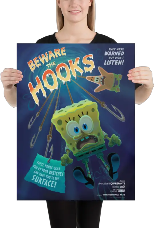 Spongebob Squarepants Beware The Hooks Premium Satin Poster Billie Eilish Lyric Poster Png Mr Krabs Transparent