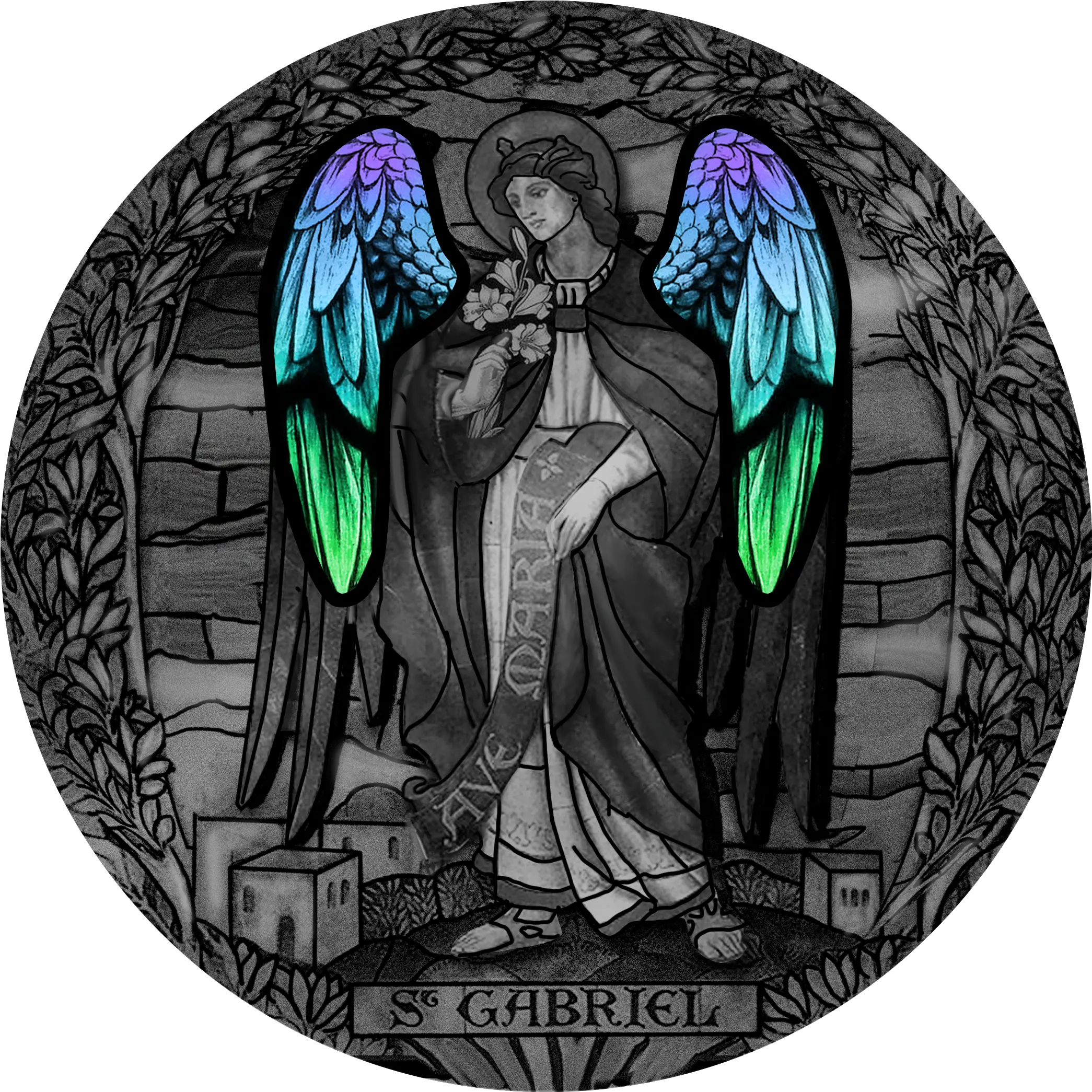 Archangel Gabriel With Glass Insert 2 Oz Silver Coin 2000 Francs Cameroon 2020 Png Archangel Png