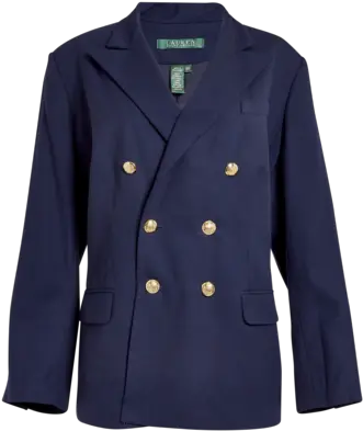 Lauren Ralph Navy Wool Double Breasted Wool Blazer Long Sleeve Png Ralph Lauren Icon