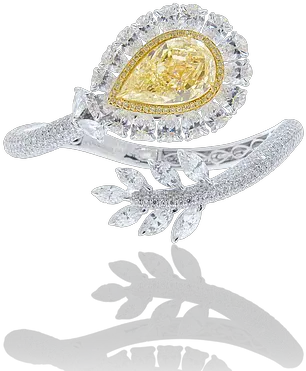 Pear Shaped Fancy Yellow Diamond Bangle In 18k White Engagement Ring Png Yellow Diamond Png