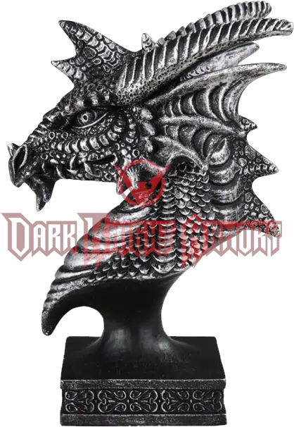 Fantasy Dragon Head Pedestal Statue Sculpture Png Dragon Head Png