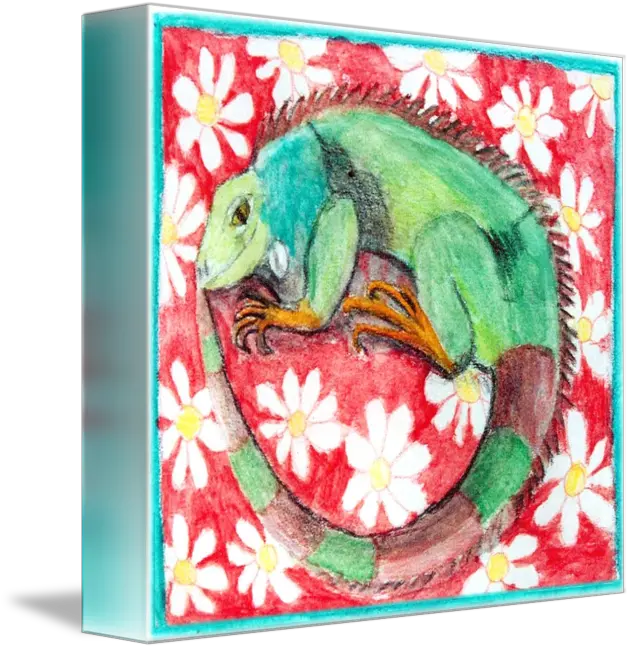 Iguana With Daisies Common Chameleon Png Iguana Transparent Background