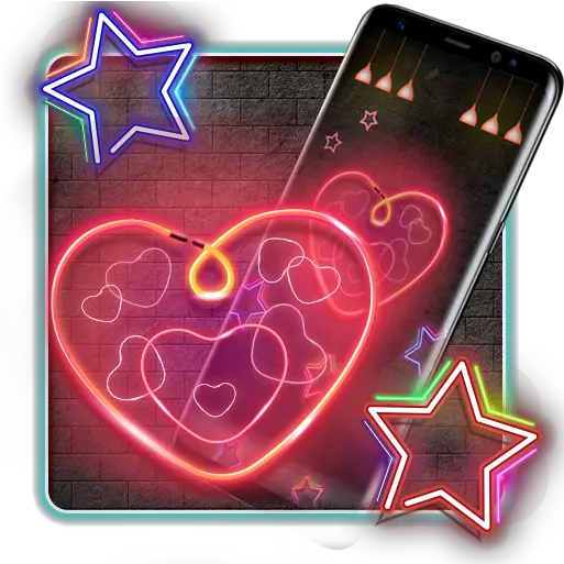 Neon Heart Lamp Theme Aplikacionet Në Google Play Smartphone Png Neon Heart Png