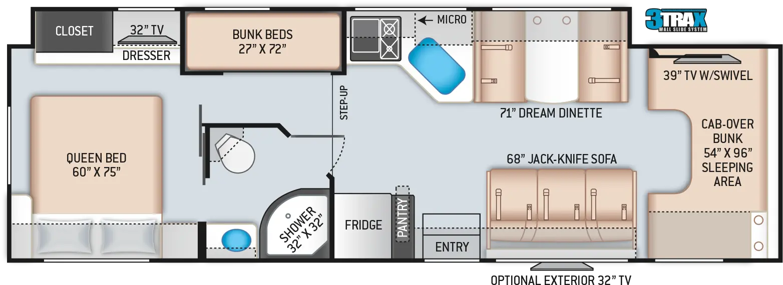 Floor Plans Four Winds 31e 2021 Thor Chateau 31e Png Fridge Icon 2d Home Design